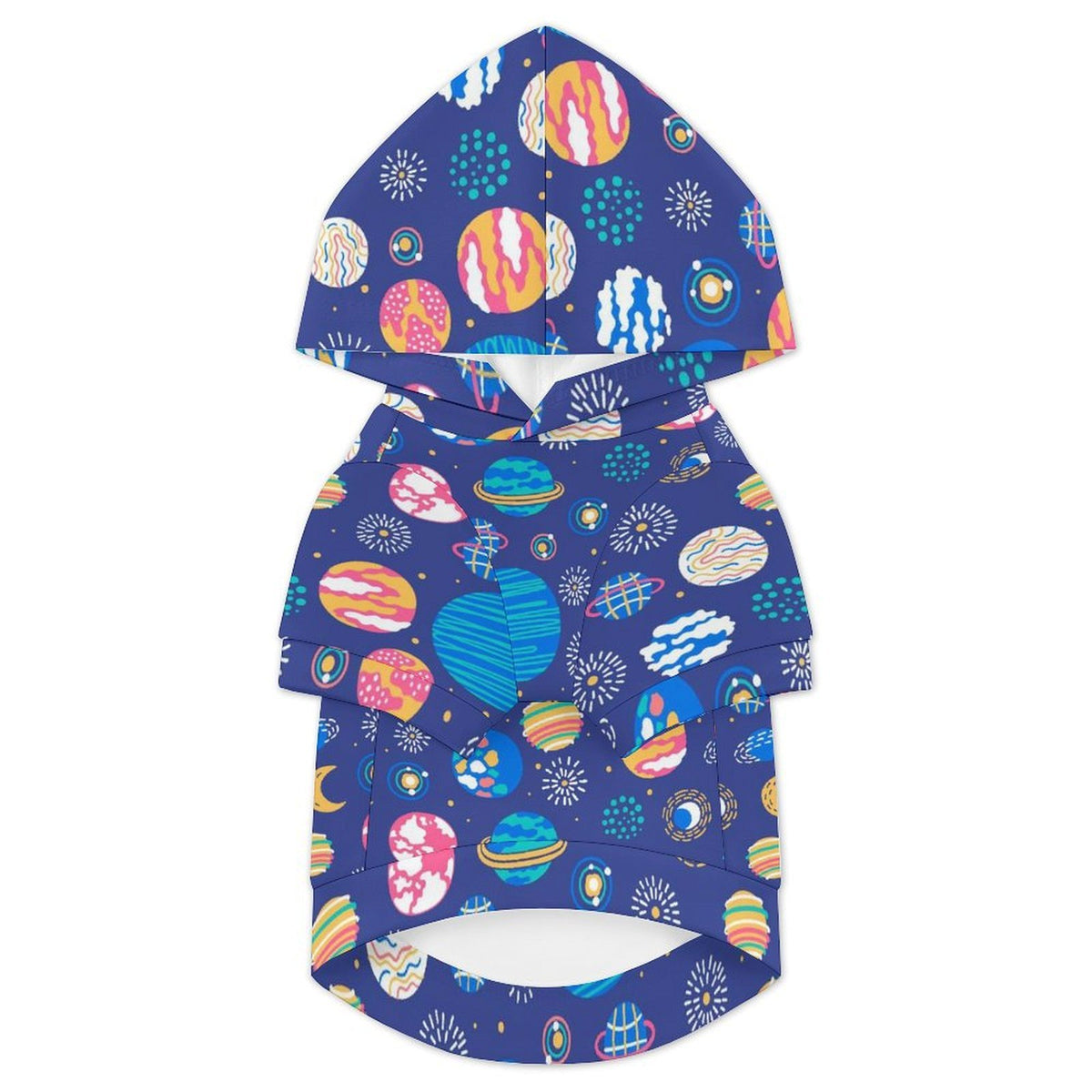 Planets On Blue Pet Hoodie (Large Size)