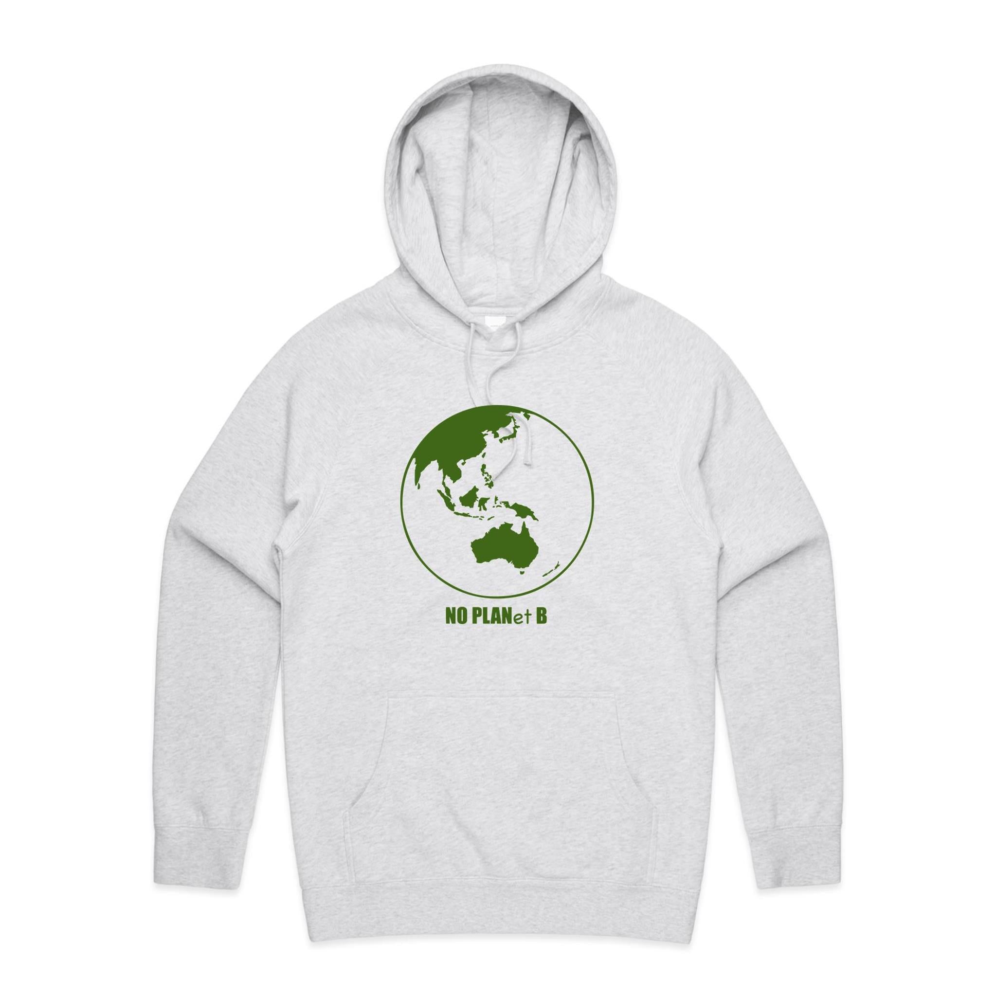No Planet B - Mens Hoodie White Marle Mens Hoodie Environment Printed In Australia
