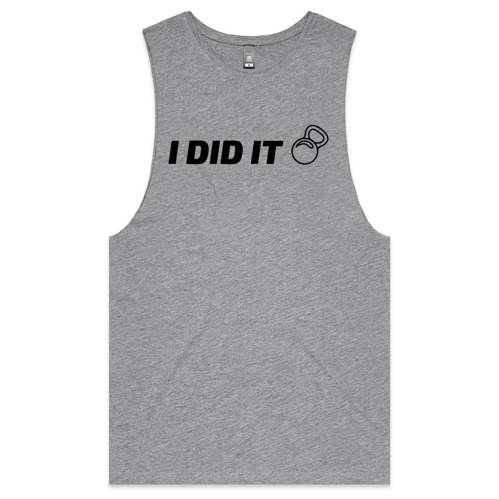 I Did It - Tank Top Tee Grey Marle Drop Arm Tank Top Fitness Printed In Australia