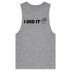 I Did It - Tank Top Tee Grey Marle Drop Arm Tank Top Fitness Printed In Australia
