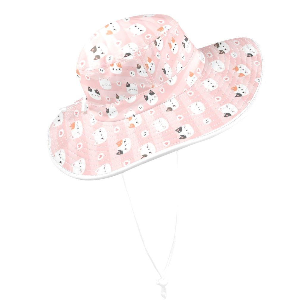 Pink Cats Wide Brim Bucket Hat Wide Brim Bucket Hat animal Printed Offshore