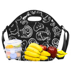 Monsters In Black And White - Neoprene Lunch Bag Neoprene Lunch Bag Printed Offshore