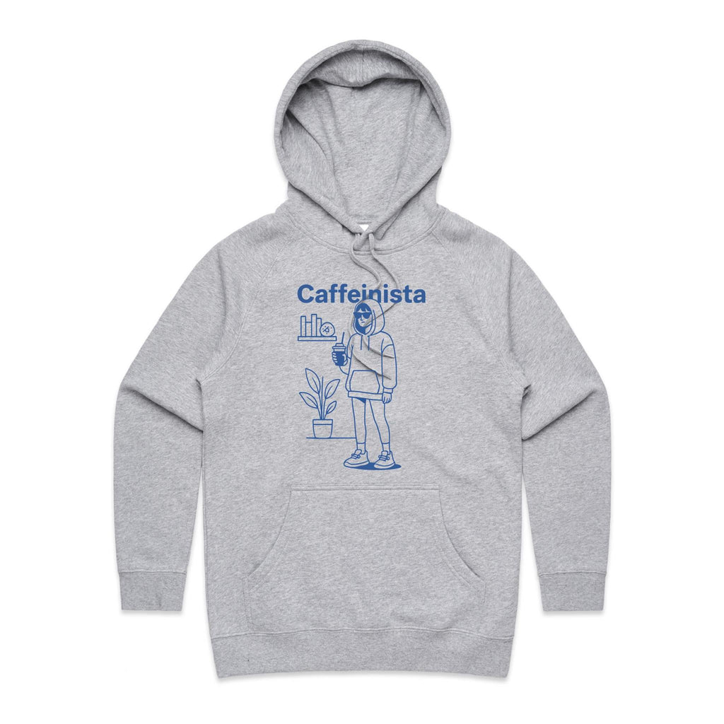 Caffeinista, Caffeine Women's AS Colour Hoodie Grey Marle Womens Hoodie Coffee Printed In Australia