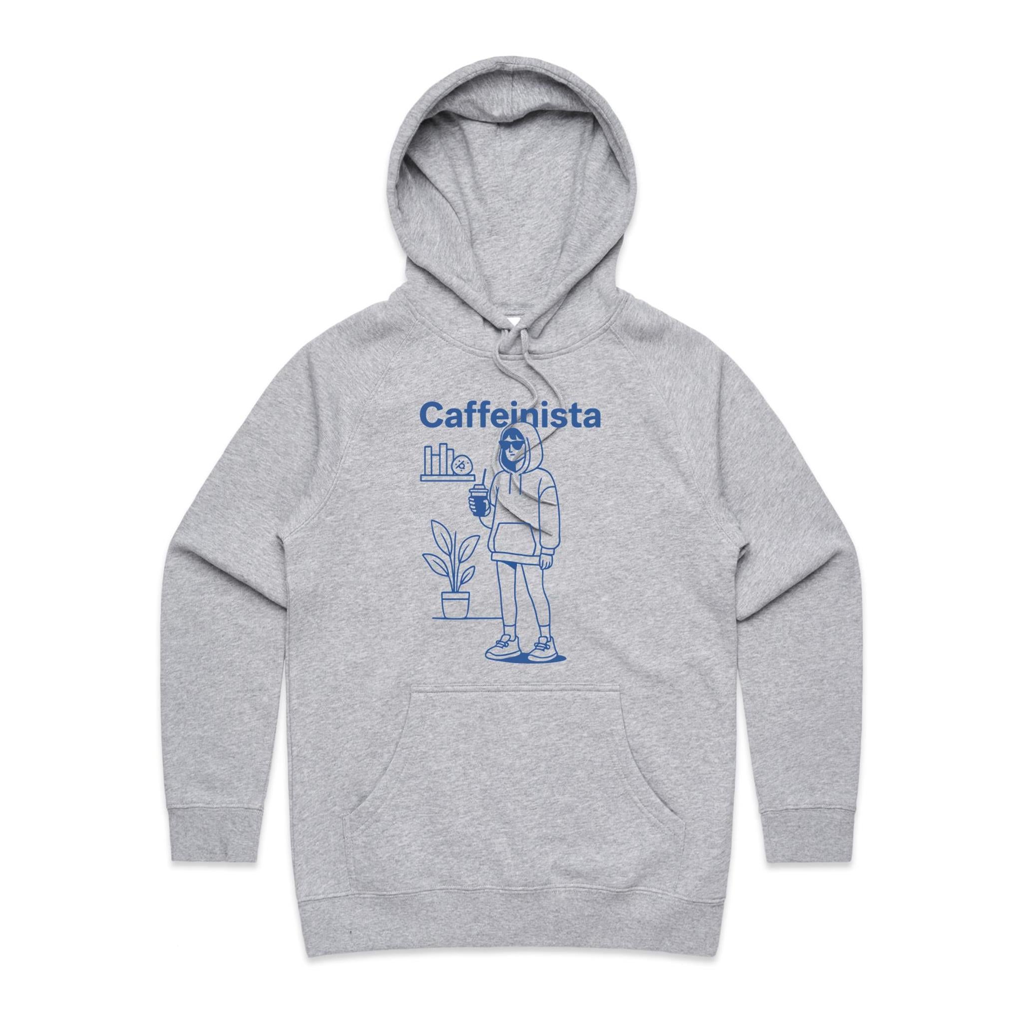 Caffeinista, Caffeine Women's AS Colour Hoodie Grey Marle Womens Hoodie Coffee Printed In Australia