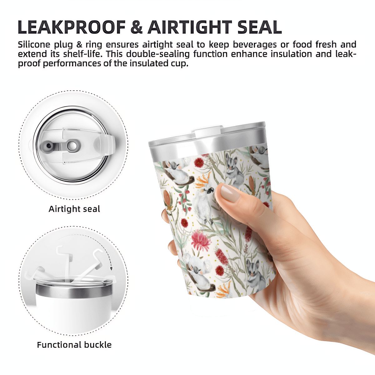 Australian Plants And Animals Small Stainless Steel Travel Mug Cup 12oz/350ml