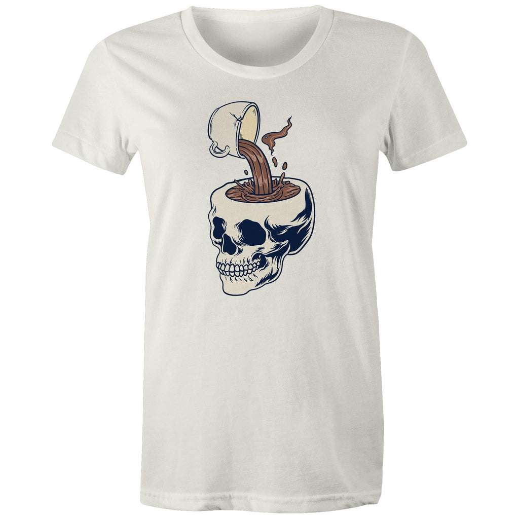 Coffee Skull - Womens T-shirt Natural Womens T-shirt Coffee Printed In Australia
