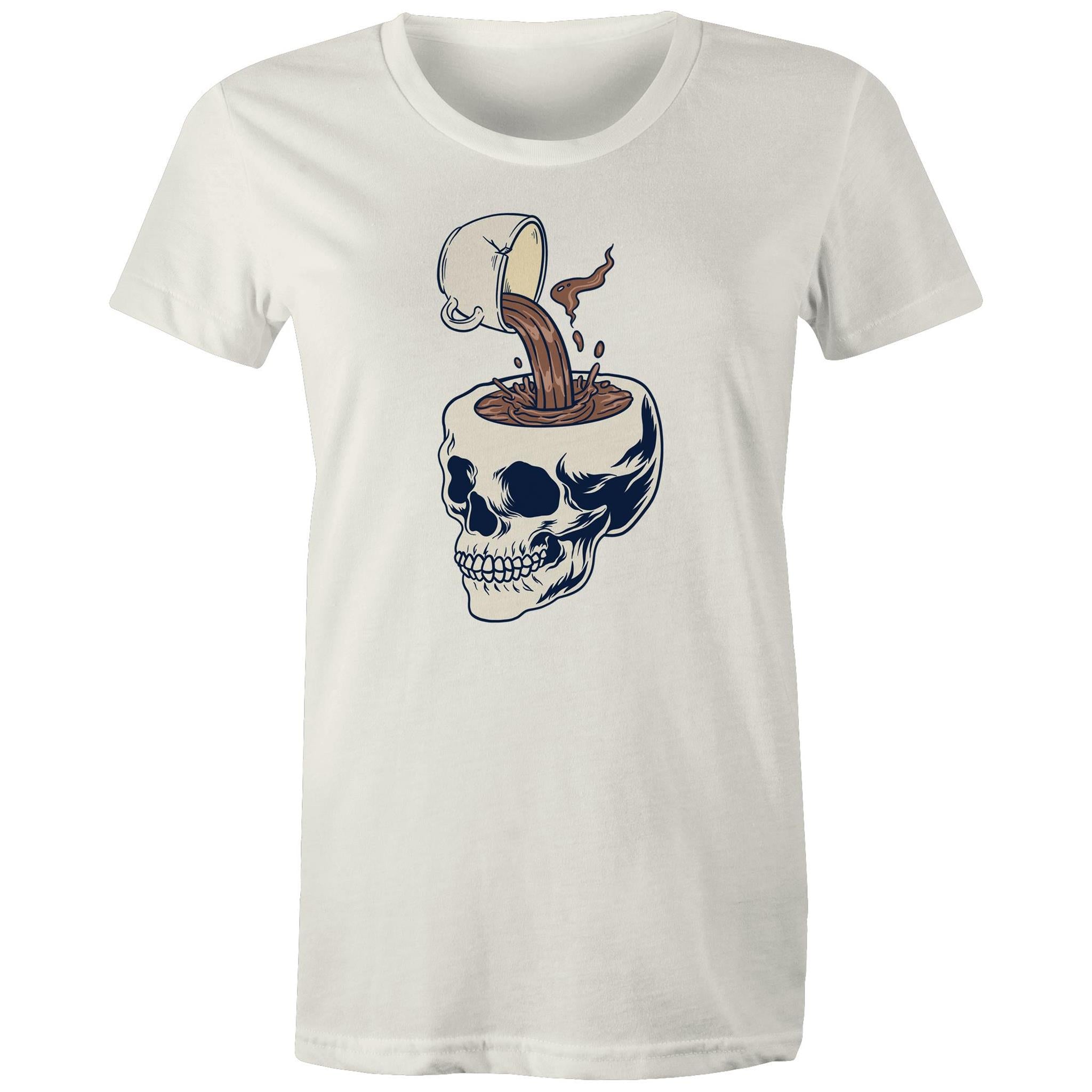Coffee Skull - Womens T-shirt Natural Womens T-shirt Coffee Printed In Australia