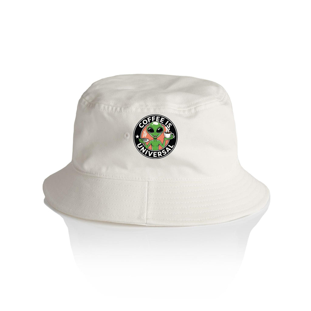 Coffee Is Universal, Alien - AS Colour Bucket Hat Ecru One Size As Colour Bucket Hat Coffee Printed In Australia Sci Fi