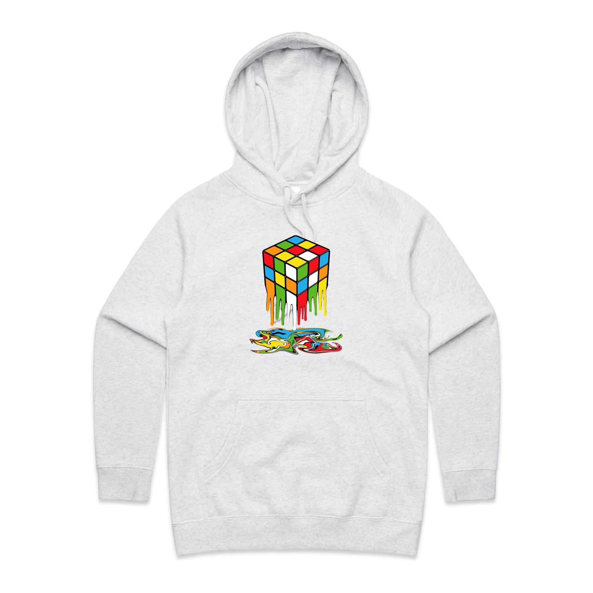 Melting Cube - Womens Hoodie White Marle Womens Hoodie Games Printed In Australia