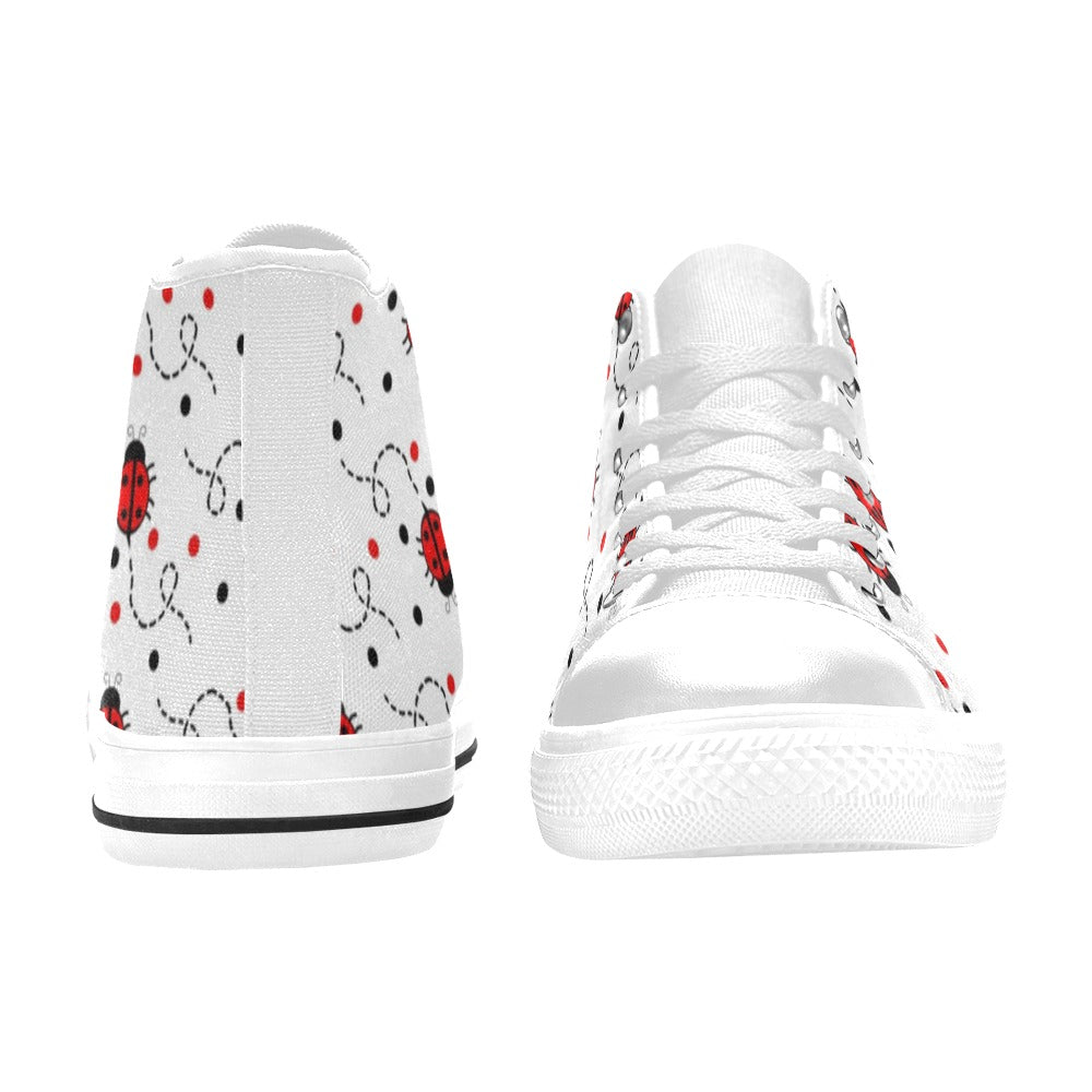 Ladybugs On The Move - Kids High Top Canvas Shoes