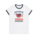 I'm A Little Cooler Women's AS Colour Ringer Tee White Navy Womens Ringer T-shirt Printed In Australia