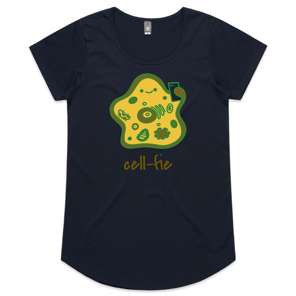 Cell-fie - Womens Scoop Neck T-Shirt Navy Womens Scoop Neck T-shirt Printed In Australia Science
