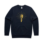 Retro Microphone - AS Colour Stencil Crew Sweatshirt Navy Sweatshirt Music Printed In Australia Retro