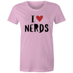 I Love Nerds, Heart - Womens T-shirt Pink Womens T-shirt Love Printed In Australia