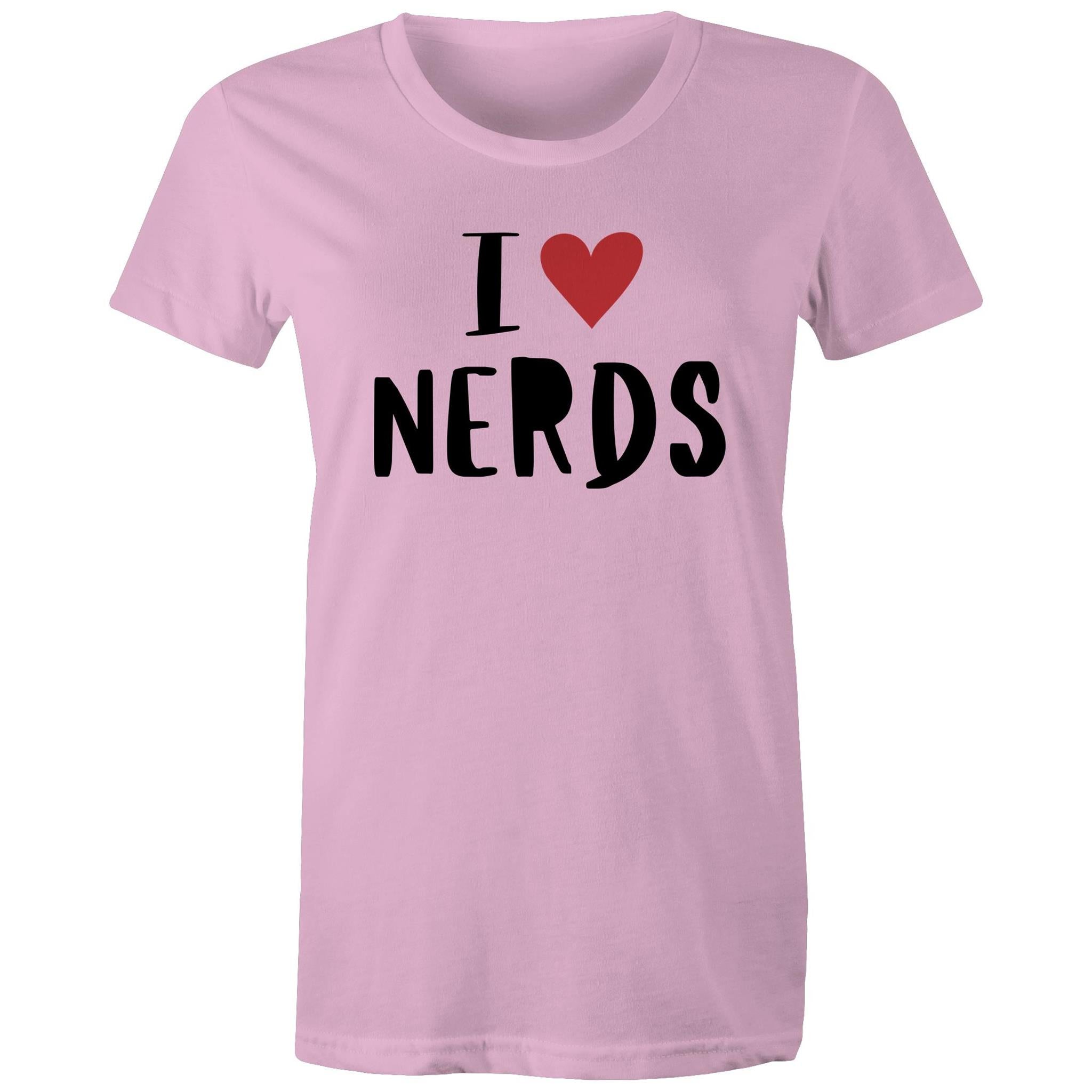 I Love Nerds, Heart - Womens T-shirt Pink Womens T-shirt Love Printed In Australia
