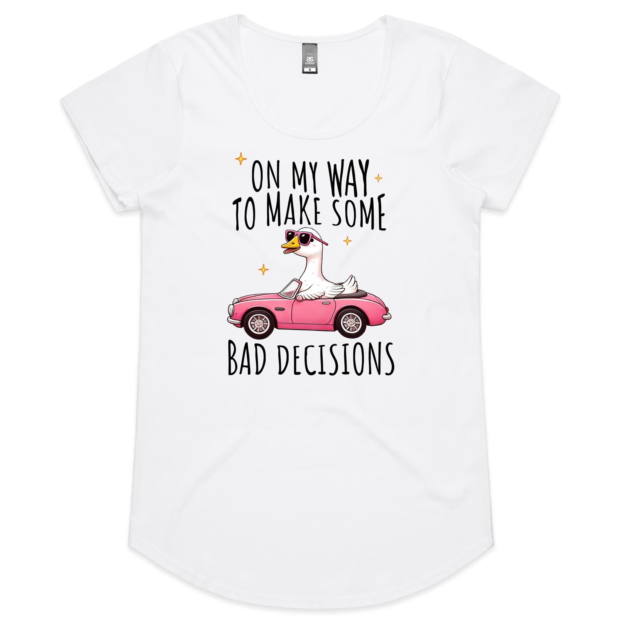 On My Way To Make Some Bad Decisions - Womens Scoop Neck T-Shirt White Womens Scoop Neck T-shirt animal Printed In Australia