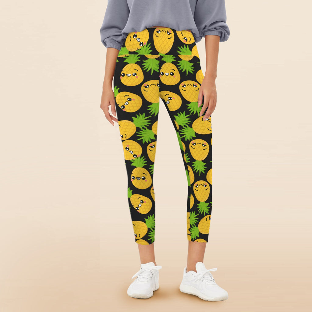 Cool Pineapples - Women's High Waist Pockets Yoga Leggings