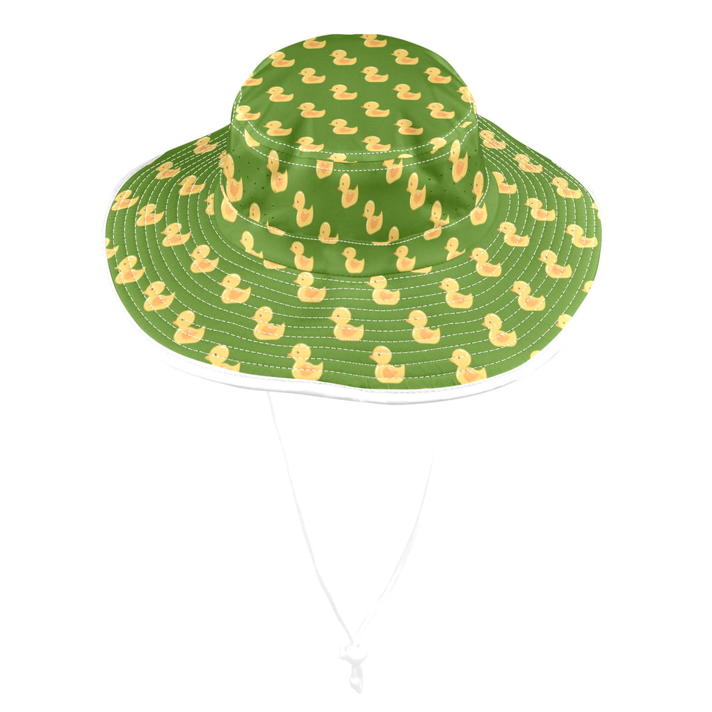 Rubber Ducks On Green Wide Brim Bucket Hat Wide Brim Bucket Hat animal Printed Offshore