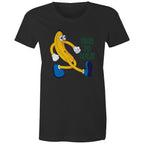 Banana, Time To Split - Womens T-shirt Black Womens T-shirt Food Printed In Australia