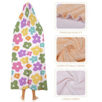 Pastel Flowers Kids Hooded Blanket 100cm x 130cm