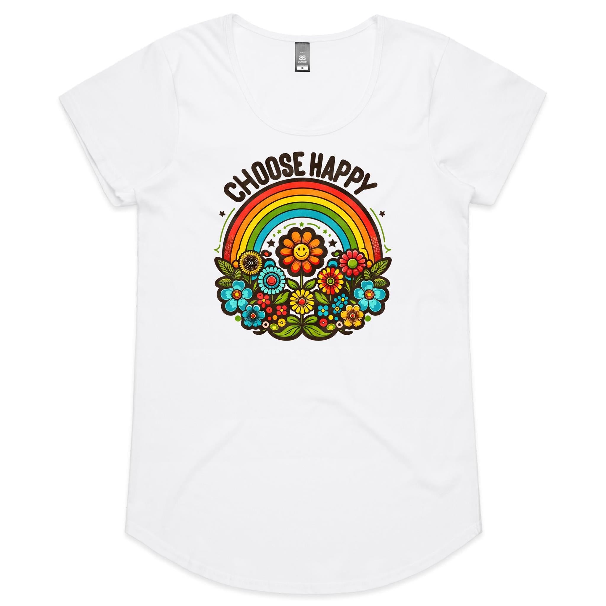 Choose Happy - Womens Scoop Neck T-Shirt