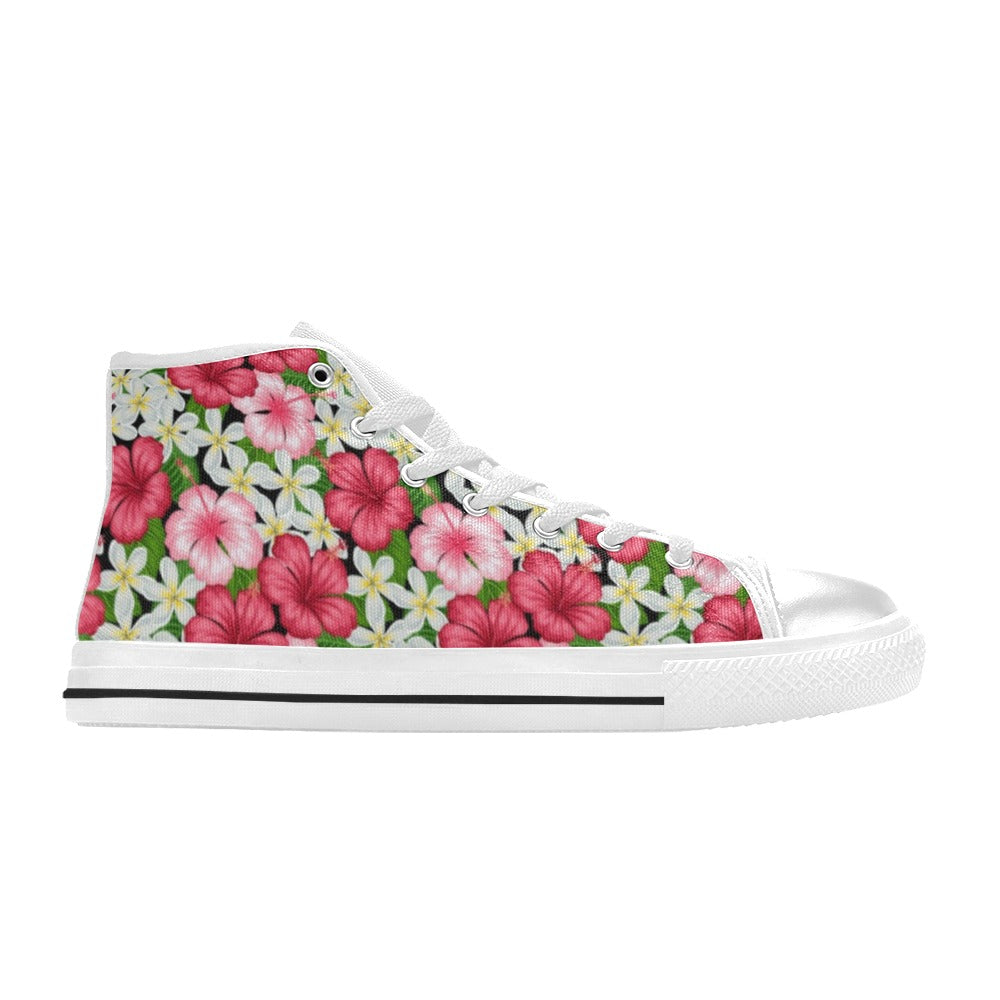 Hibiscus Women's High Top Canvas Shoes Womens Classic High Top Shoes Plants Printed Offshore
