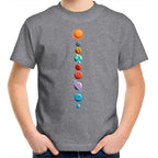Our Solar System - Kids Youth T-Shirt Grey Marle Kids Youth T-shirt Printed In Australia Space