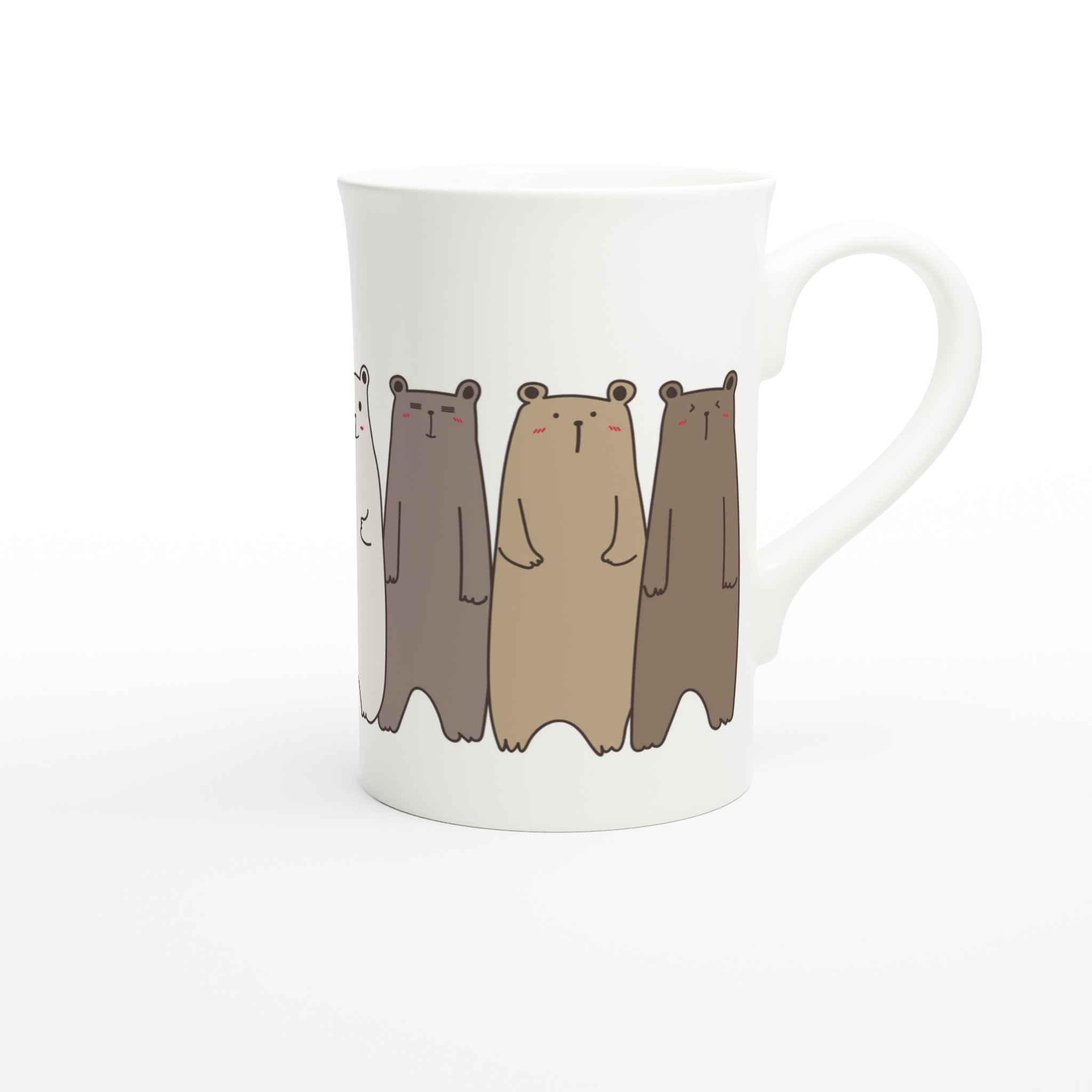 Bears In A Row - White 10oz Porcelain Slim Mug Porcelain Mug animal Globally Fulfilled