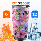Bright Pink Floral - 20oz Mobile Tumbler with Lid (Black Lock) 20oz Travel Mug Printed Offshore