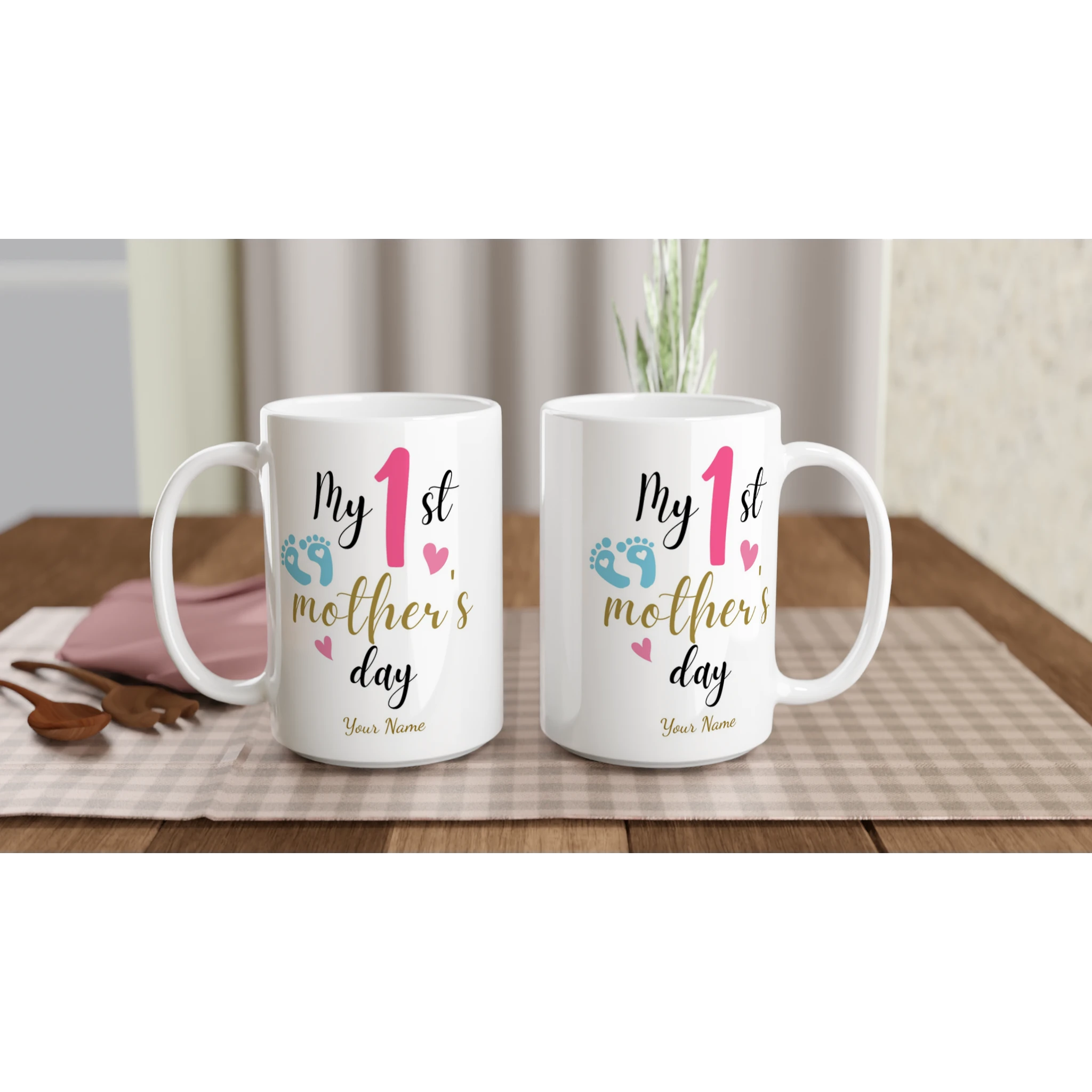 Personalise - My First Mother's Day - White 15oz Ceramic Mug Personalised 15oz Mug customise Globally Fulfilled Mum personalise