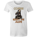 Coffee Keeps Me Alive, Skeleton - Womens T-shirt White Womens T-shirt Coffee Printed In Australia