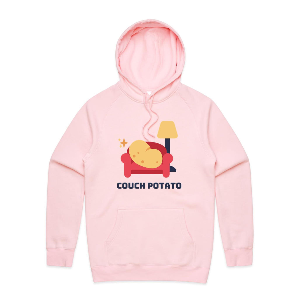 Couch Potato - Mens Hoodie Pink Mens Hoodie Printed In Australia