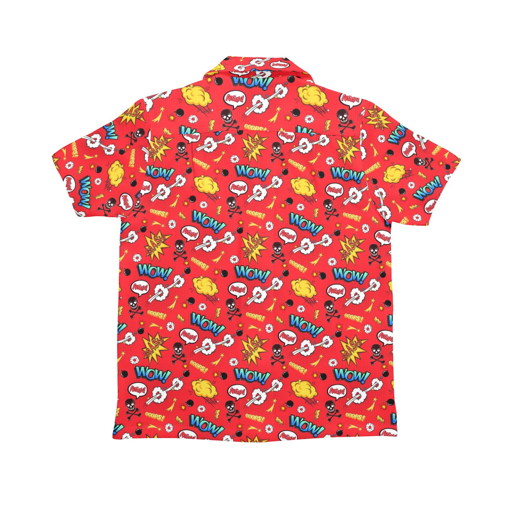 Comic Book Red - Senior Kids Hawaiian Shirt