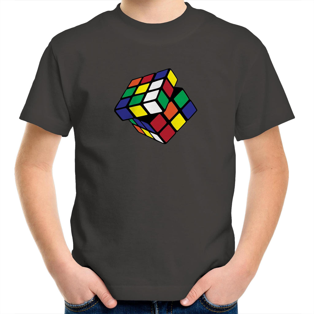 Cube - Kids Youth T-Shirt Charcoal Kids Youth T-shirt Games Printed In Australia