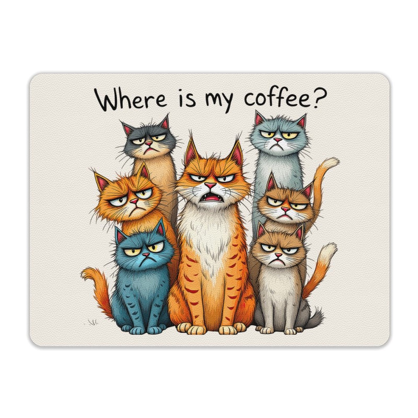Where Is My Coffee, Cats Leather Mouse Pad Leather Mouse Pad animal Coffee Printed Offshore