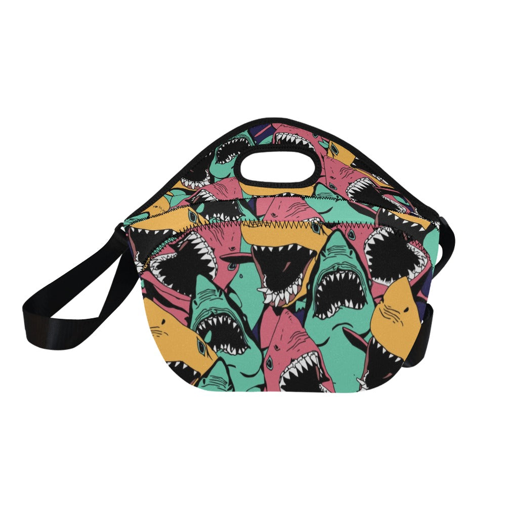 Scary Sharks - Neoprene Lunch Bag Neoprene Lunch Bag Printed Offshore