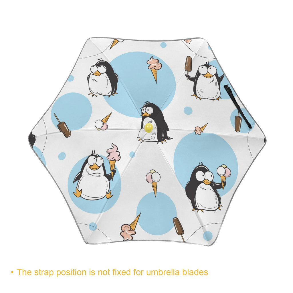 Penguins With Ice-Creams Kids Safe Round Corner Umbrella Kids Safe Round Corner Umbrella animal Printed Offshore