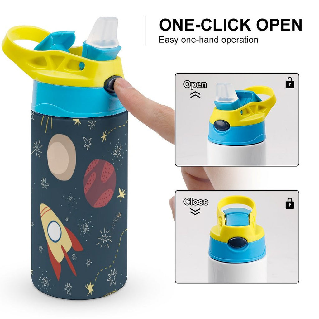 Space And Rocket Ship - Little Kids Water Bottle Little Kids Water Bottle Printed Offshore Space