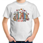 Freedom, Reading Books - Kids Youth T-shirt White Kids Youth T-shirt Printed In Australia Reading