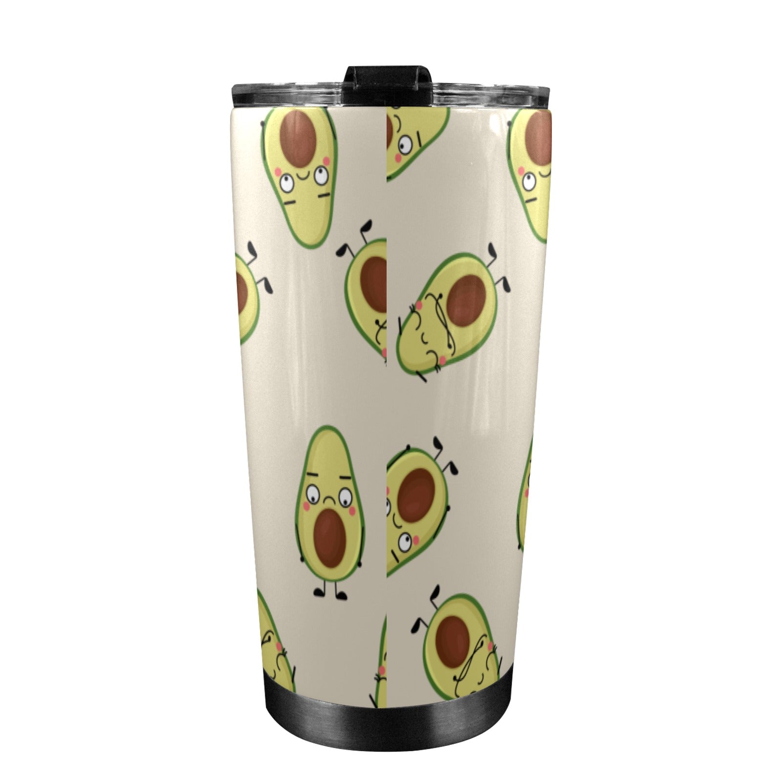 Avocado Characters - 20oz Mobile Tumbler with Lid (Black Lock) 20oz Travel Mug Food Printed Offshore