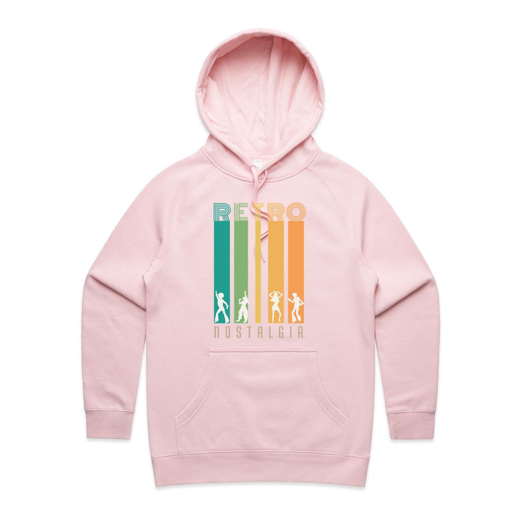 Retro Nostalgia - Womens Hoodie Pink Womens Hoodie Printed In Australia Retro
