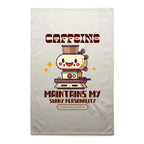 Caffeine Maintains My Sunny Personality - AS Colour Tea Towel Cream One Size Tea Towel Coffee Printed In Australia