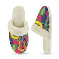 Colourful Ukulele Women's Fur Trim Thick-Sole Indoor Slippers Women's Fur Trimmed Slippers Music Printed Offshore