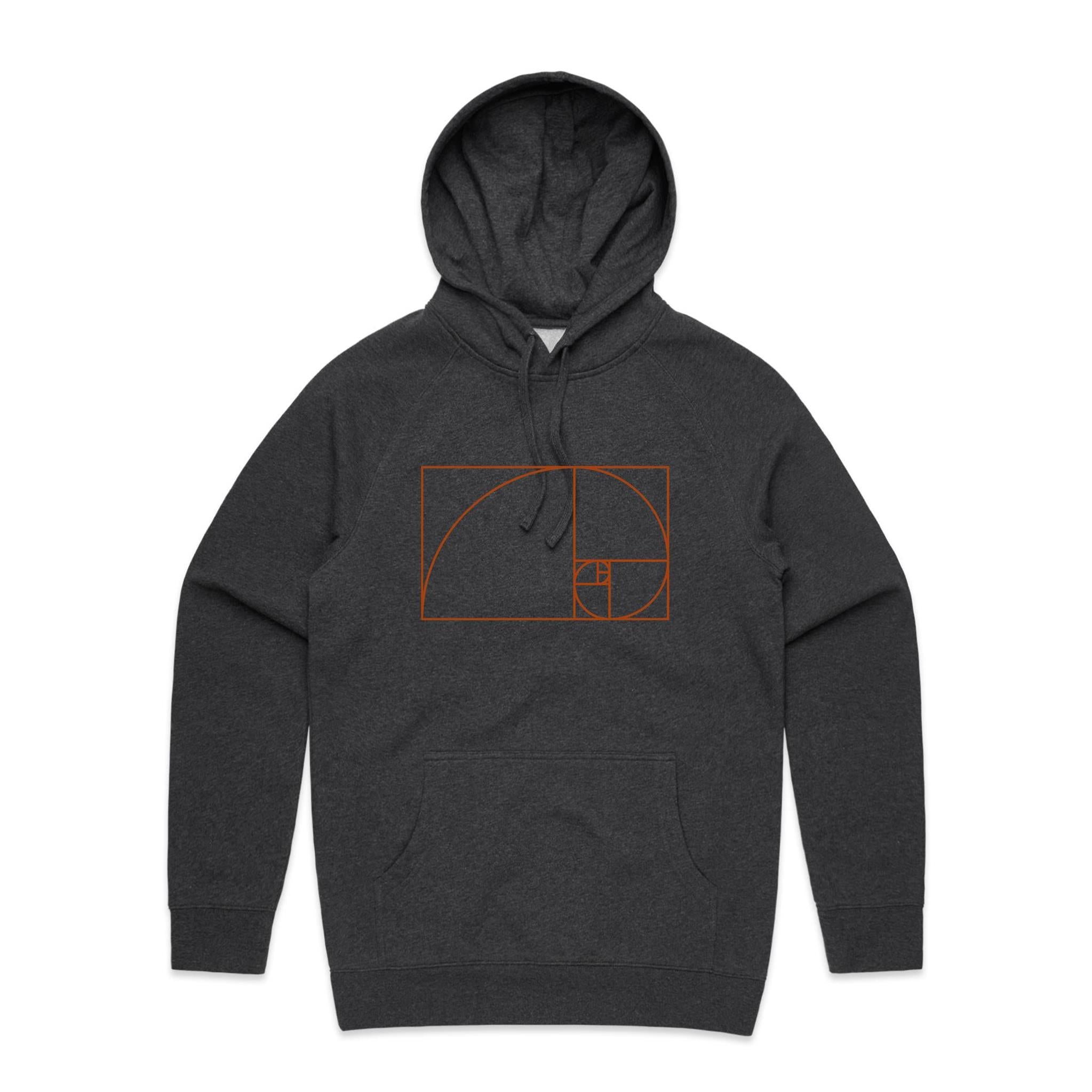 Fibonacci - Mens Hoodie Asphalt Marle Mens Hoodie Maths Printed In Australia Science