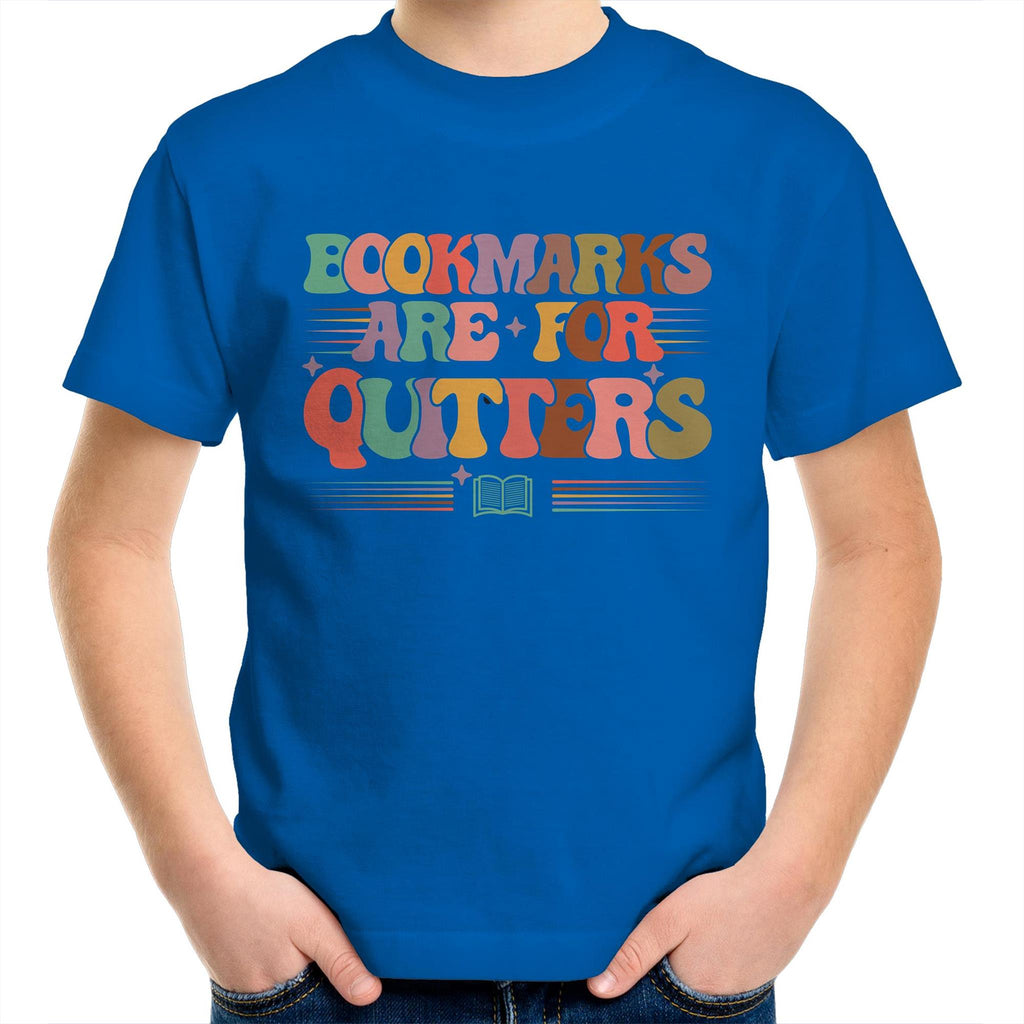 Bookmarks Are For Quitters - Kids Youth T-Shirt Bright Royal Kids Youth T-shirt Printed In Australia Reading