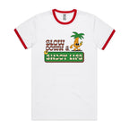 Slow Down And Enjoy Life - Staple Ringer Tee White Red Ringer T-Shirt Positivity Printed In Australia