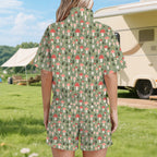 Mushroom Garden Women's Windbreaker Short Set Women's Windbreaker Short Set Plants Printed Offshore