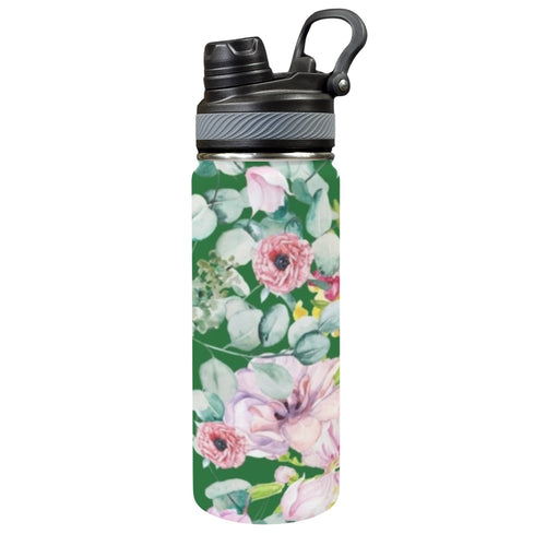 Bright Floral - Insulated Water Bottle with Dual-Use Lid (18oz) One Size Insulated Water Bottle with Dual-Use Lid (18oz) Plants Printed Offshore