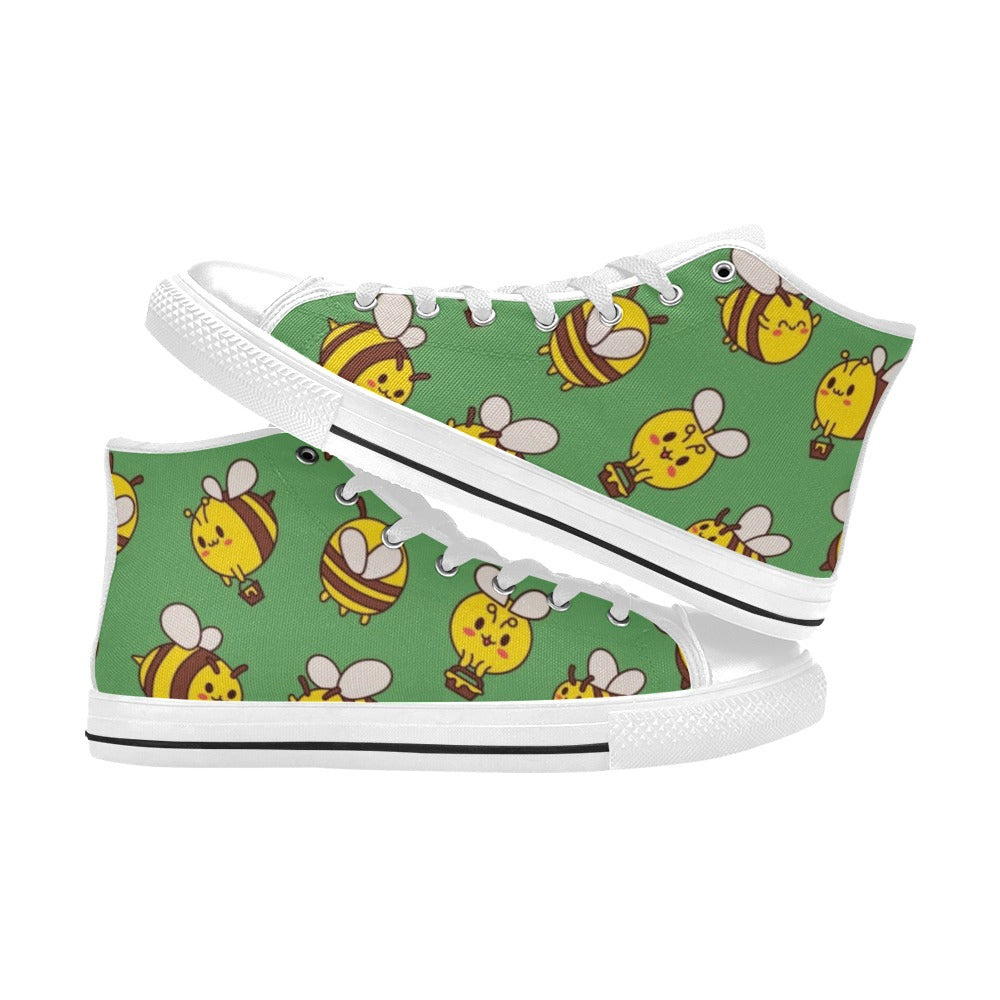 Busy Bees Kids High Top Canvas Shoes Kids High Top Canvas Shoes animal Printed Offshore