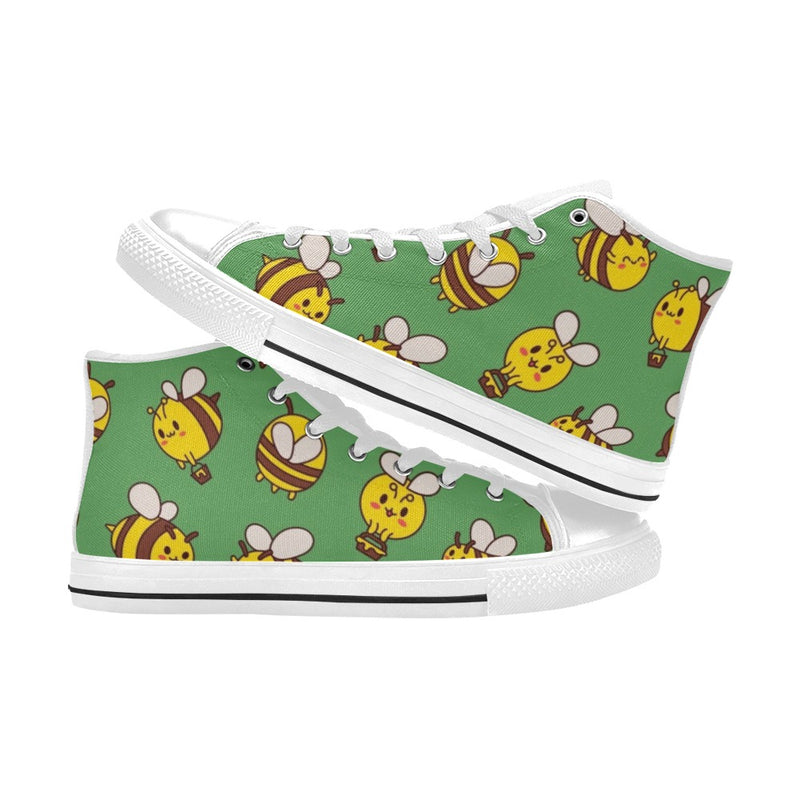 Busy Bees Kids' High Top Canvas Shoes-4 Sides (Model 017) Kids' High Top Canvas Shoes-L&R (017)